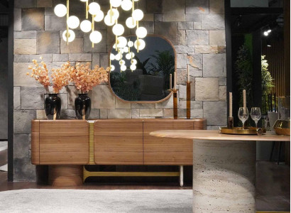 Sideboard Chest of drawers Suite Sideboard Mirror Wood Brown Furniture Design Set